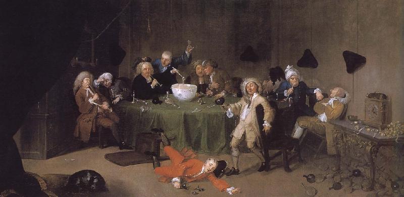 William Hogarth A modern midnight conversation oil painting image